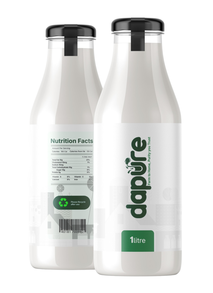 dapure milk in glass bottle